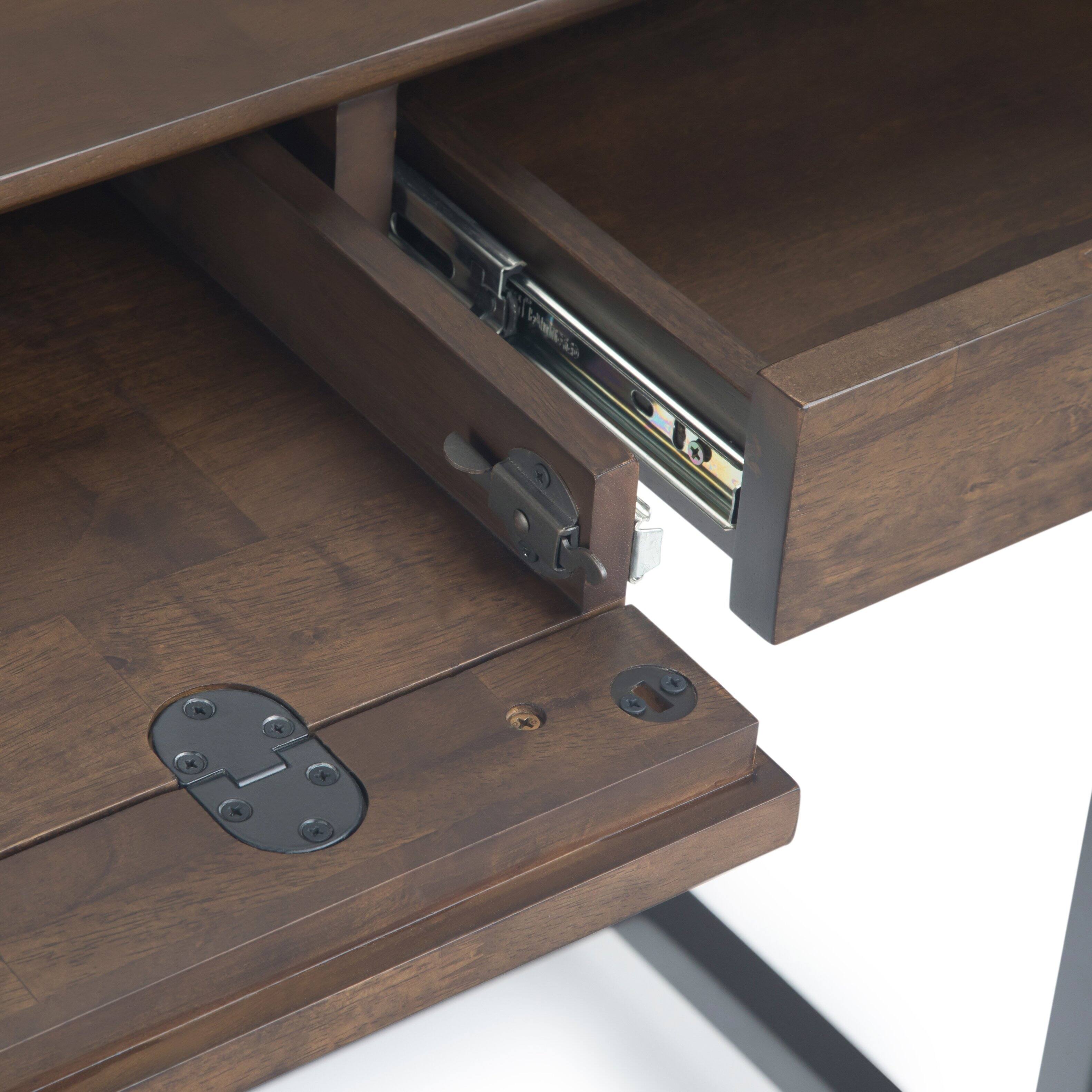 Alt View 5. Simpli Home - Banting 60 inch Desk and 30 inch Bookcase - Walnut Brown.