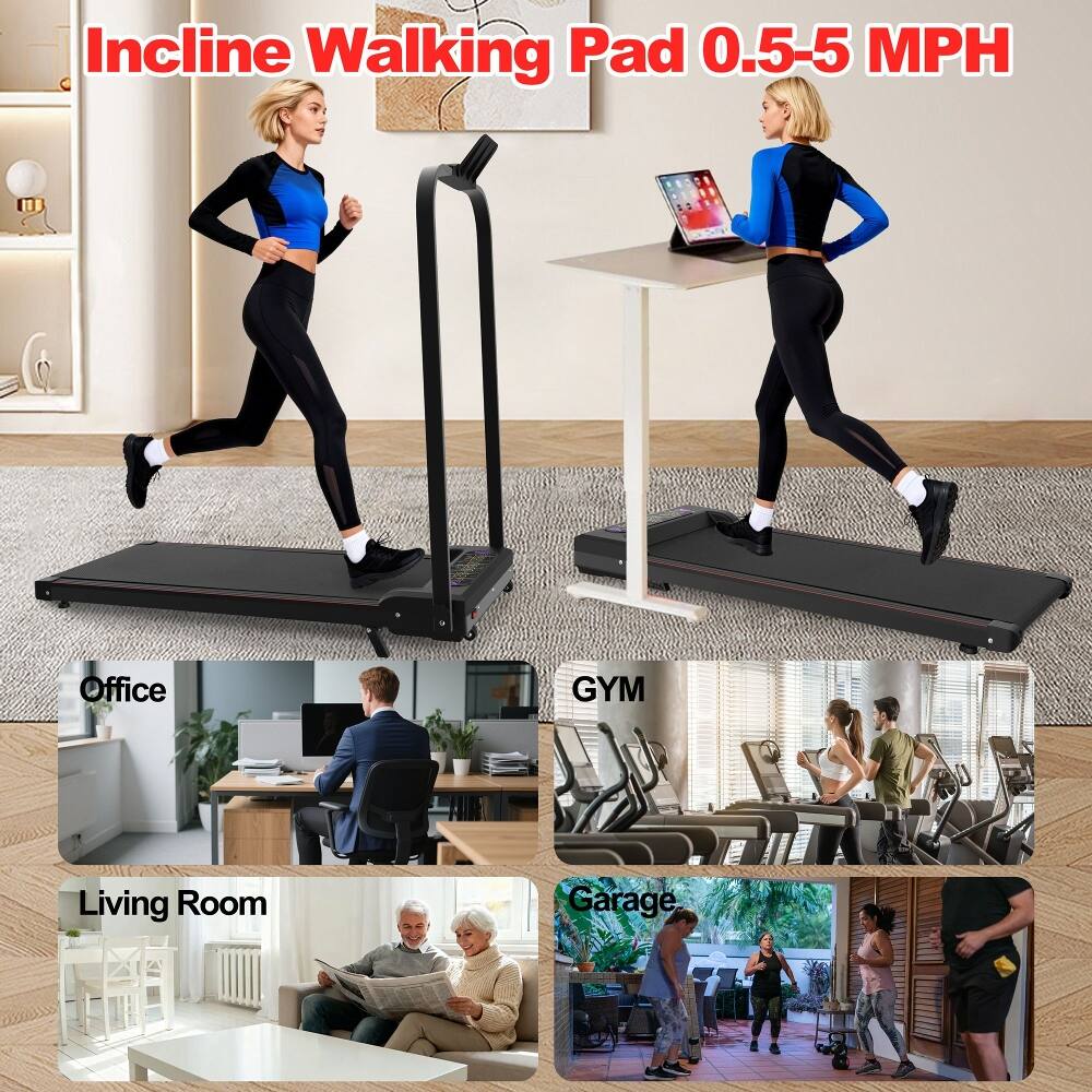 Incline Walking Pad 0.5-5 MPH

Office
GYM
Living Room
Garage