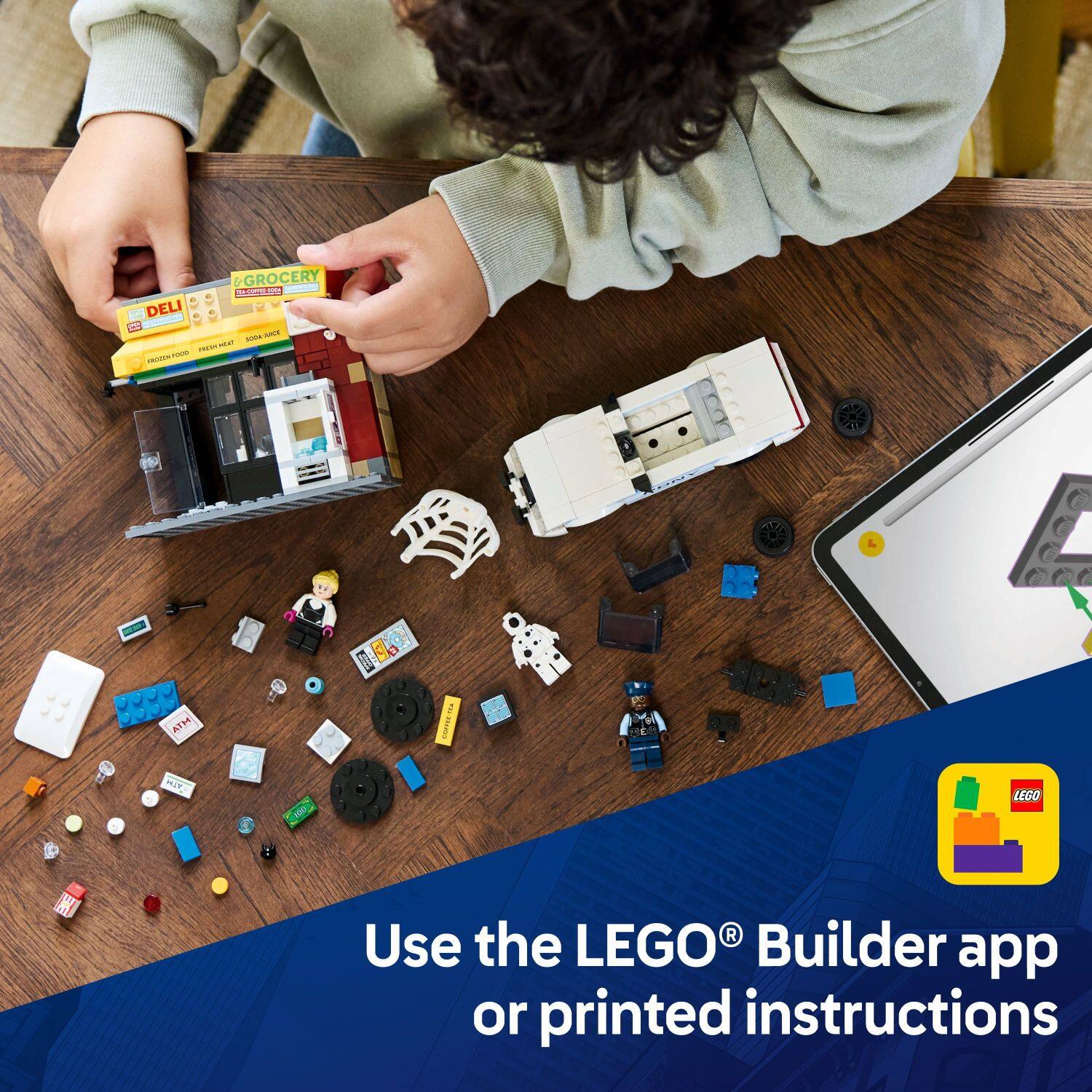 Use the LEGO Builder app or printed instructions.