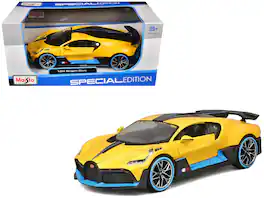 Bugatti Divo Yellow Metallic with Carbon and Blue Accents "Special Edition" 1/24 Die Cast Model Car by Maisto