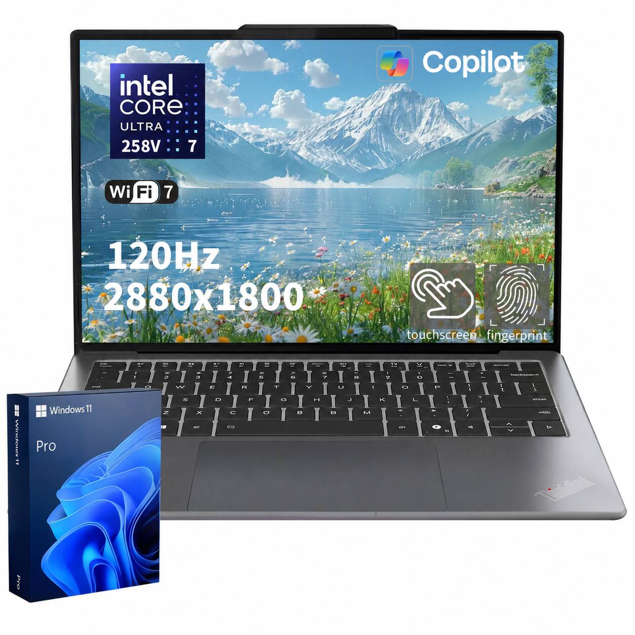 intel CORE ULTRA 258V 7 Copilot Wi Fi 7 120Hz 2880x1800 touchscreen fingerprint Wmas : Windows 11 Pro