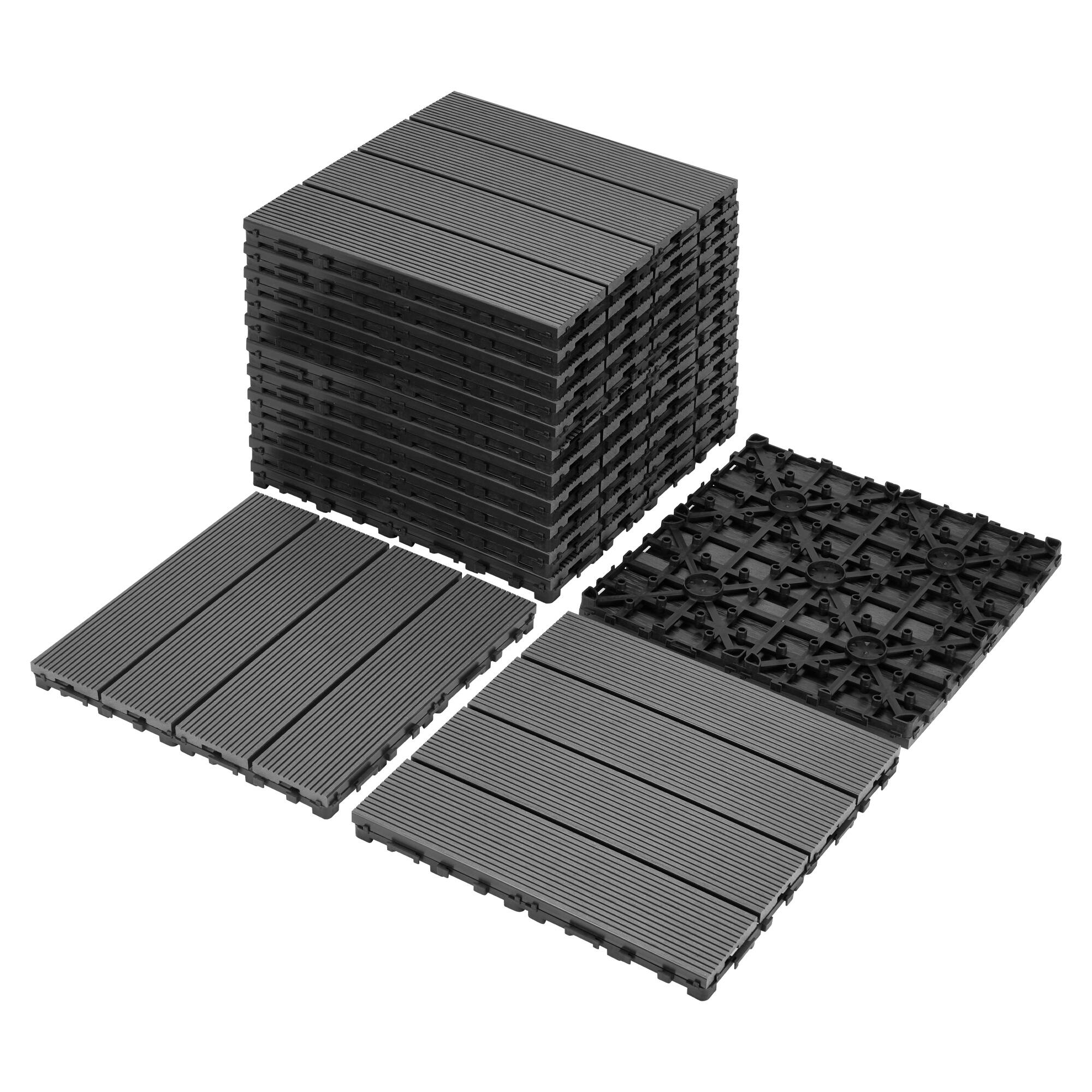 Angle. Mondawe - 11"x11" Square Patio Interlocking Deck Tiles(Pack of 9) - Gray.