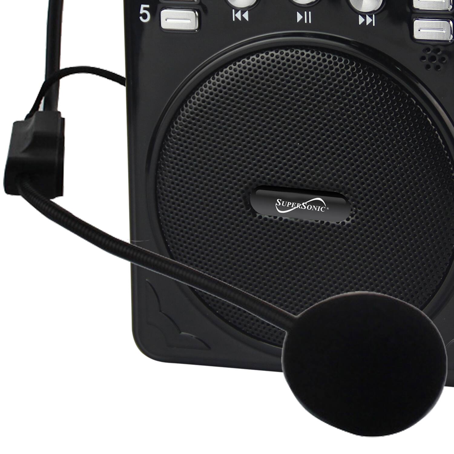 Back. Supersonic - Supersonic Bluetooth Portable Pa Speaker Voice Amplifier With Microphone, Fm Radio, And Karaoke Jack - Black.