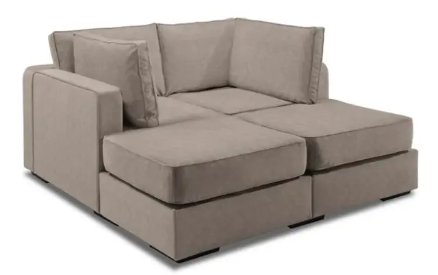 Front. Lovesac - 4 Seats + 4 Sides Venetian Taupe Corded Velvet & Lovesoft - Venetian Taupe.