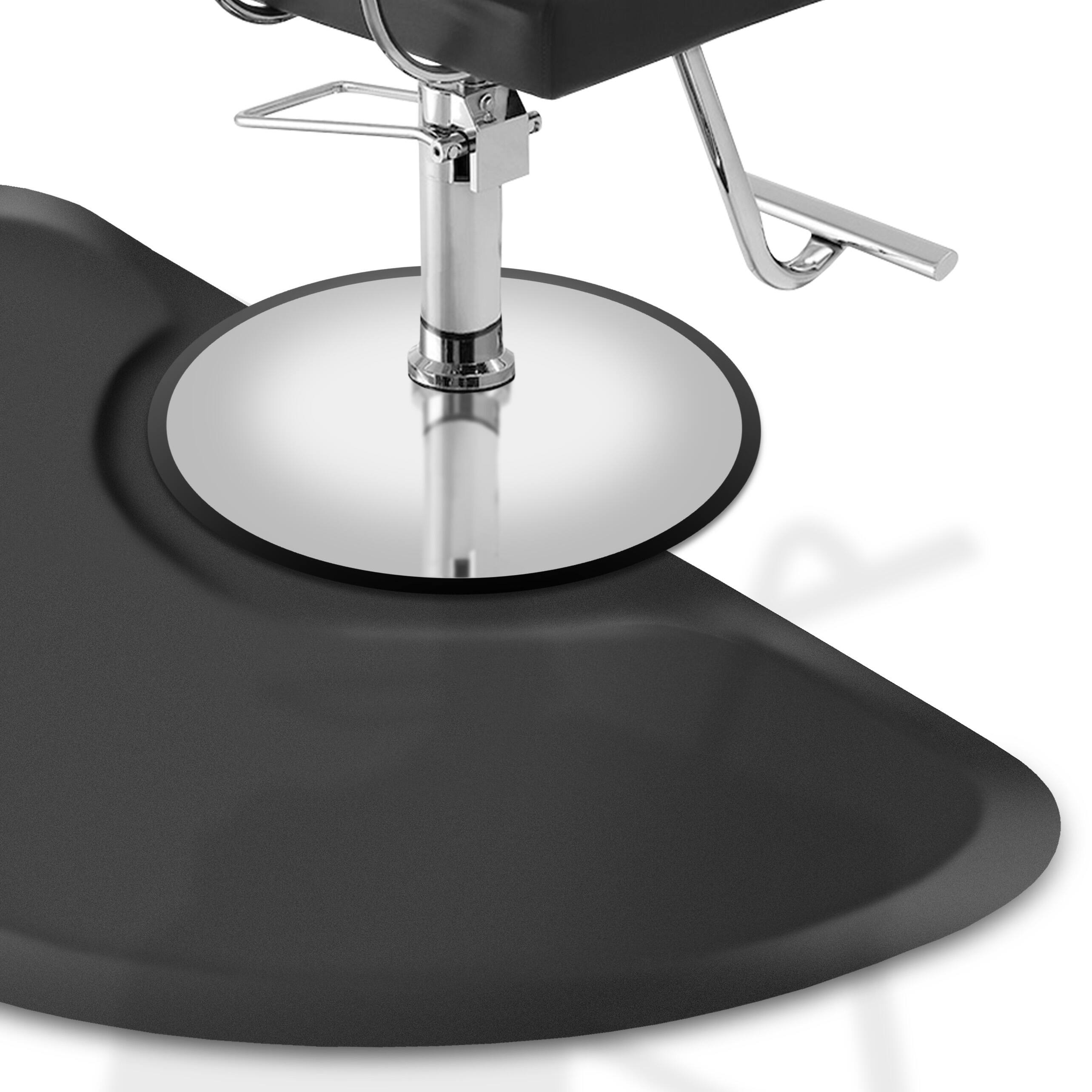 Alt View 2. Saloniture - Salon and Barber Shop Chair Anti-Fatigue Floor Mat - Black Semi Circle - Black.