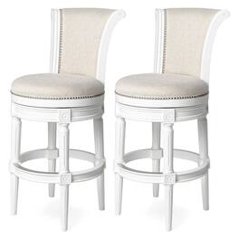 Maven Lane - Pullman Wooden Swivel Kitchen Stool, Finish, Set of 2 - Alabaster White