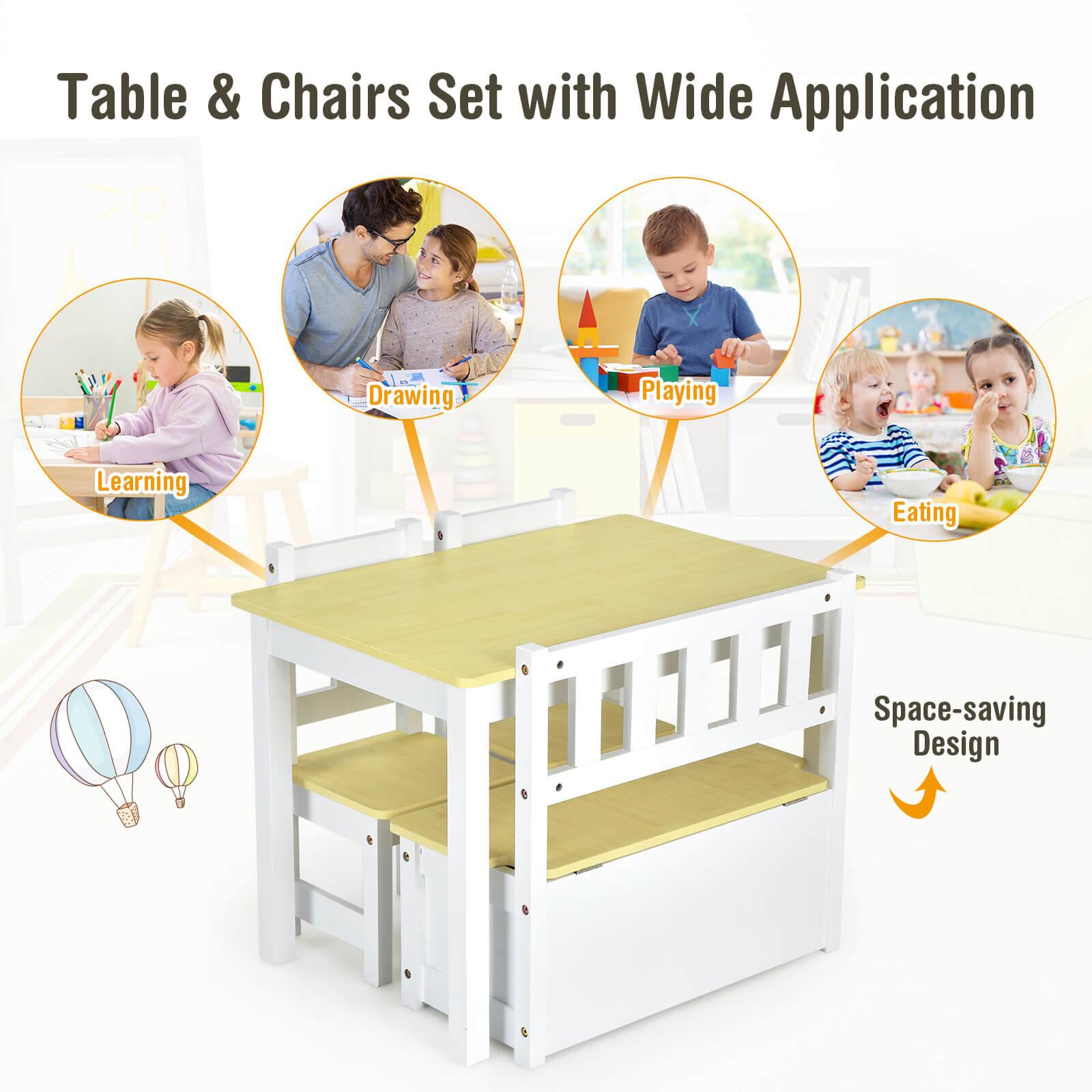 Table & Chairs Set with Wide Application

- Learning
- Drawing
- Playing
- Eating

Space-saving Design