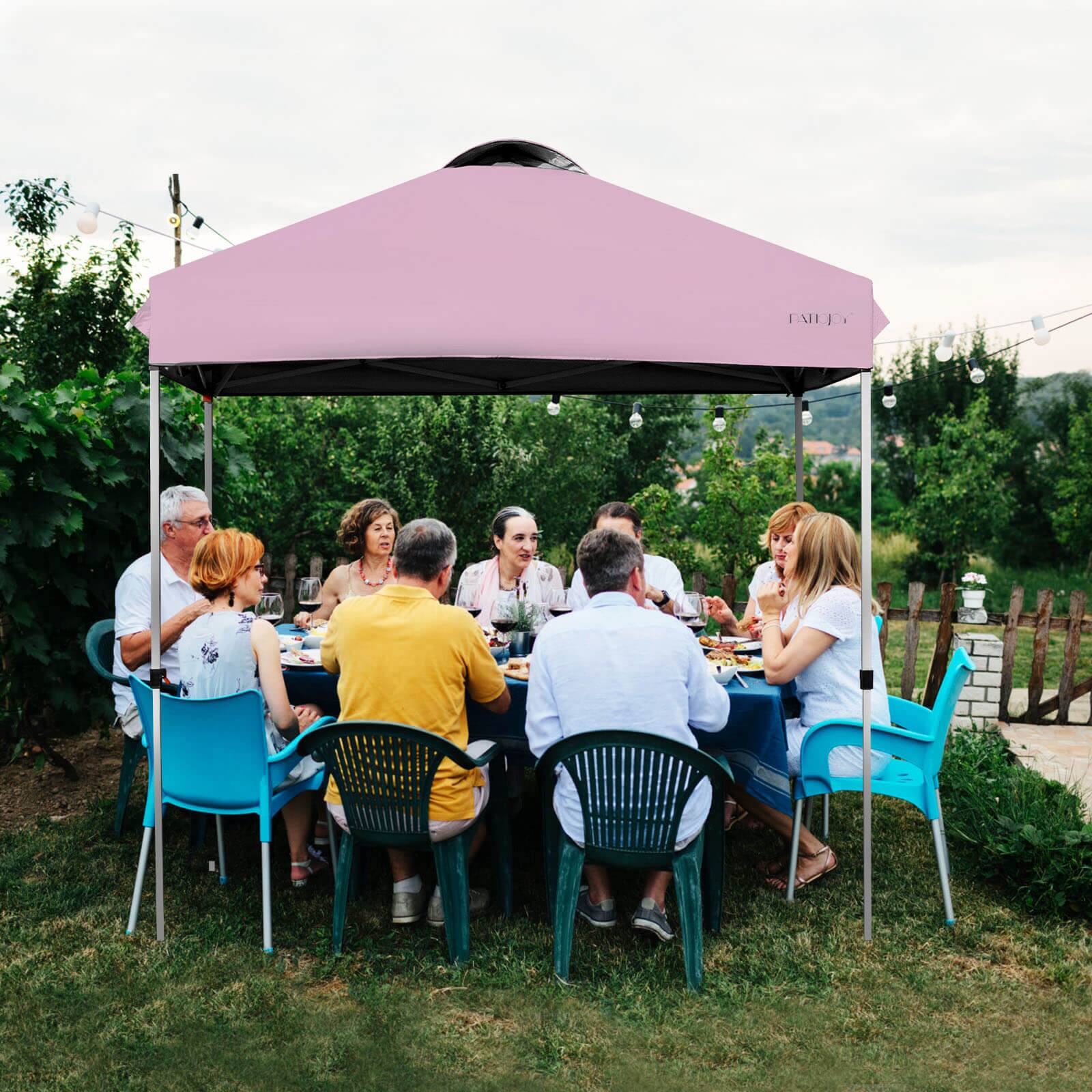Alt View 4. Costway - Costway 6.6' x 6.6' Pop Up Canopy Tent Instant Sun Shade Adjustable Roller Bag - Pink.