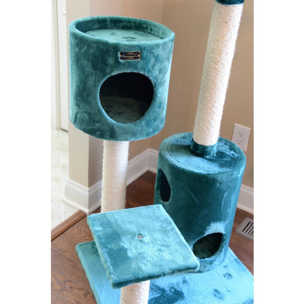 Back. Armarkat - Real Wood Cat Tree Condo House With 2 Private Condos 43 Green - Green.