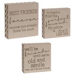 BreeBe - 3/Set Friends Checked Box Signs - Brown