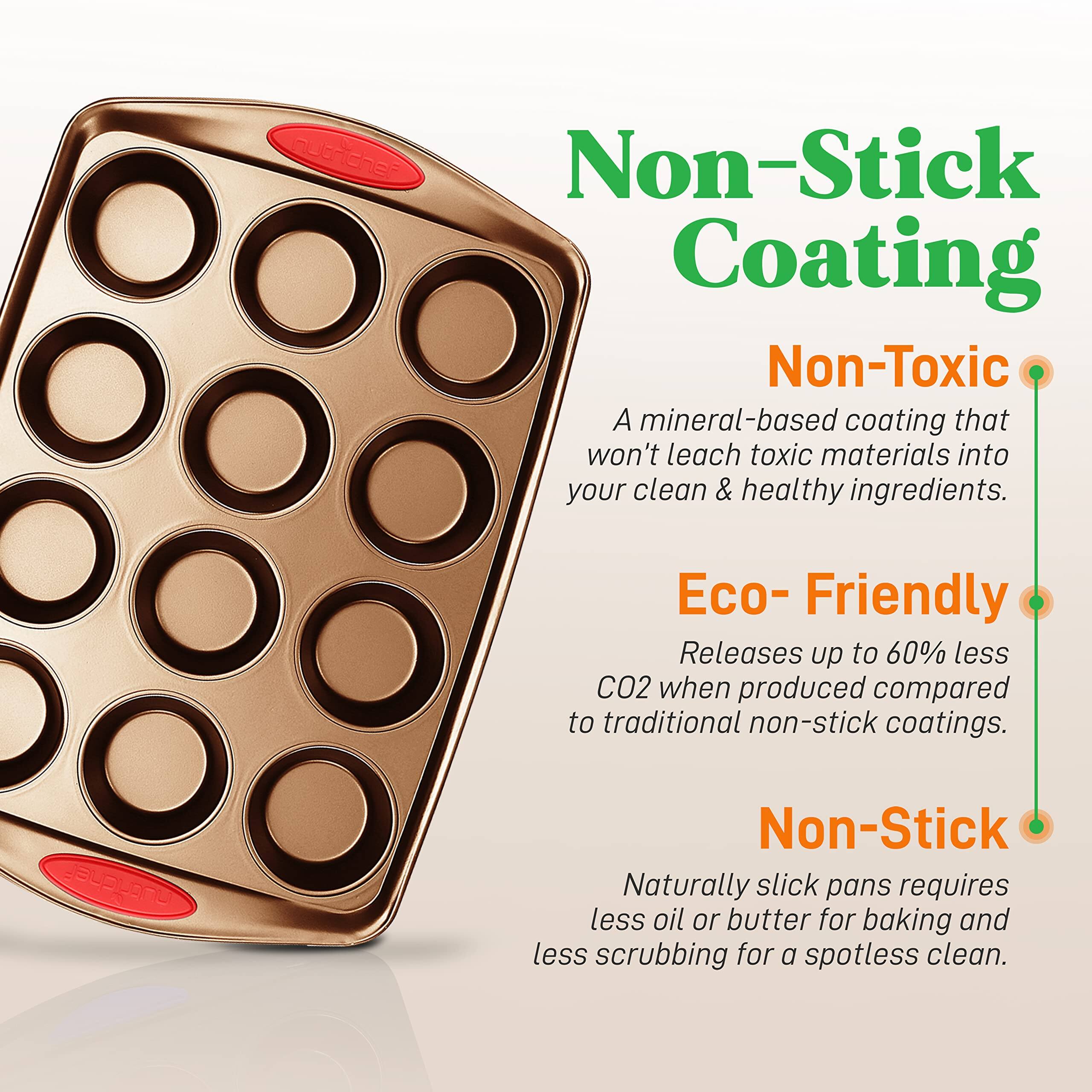 Non-Stick Coating, Non-Toxic, A mineral-based coating that won't leach toxic materials into your clean & healthy ingredients., Eco-Friendly, Releases up to 60% less CO2 when produced compared to traditional non-stick coatings., Non-Stick, Naturally slick pans requires less oil or butter for baking and less scrubbing for a spotless clean.