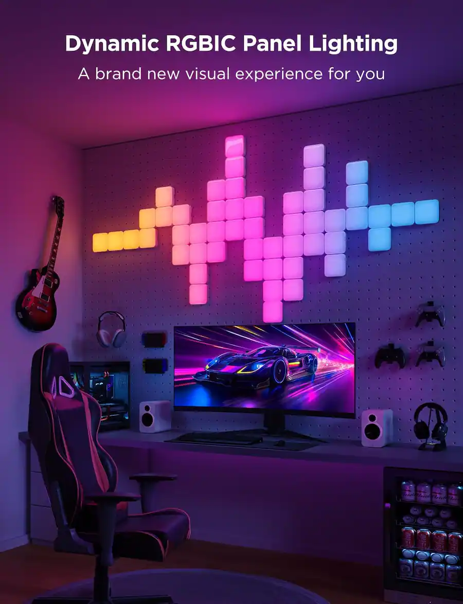 Govee RGBIC Mini Panel Lights, Sync with Music, DIY Gaming Light for ...