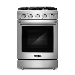 COSMO - COS-EPGR244 24 in. Haven Collection 3.73 cu. ft. Gas Range with 4 Sealed Burners, Cast Iron Grates, Convection Oven - Stainless Steel