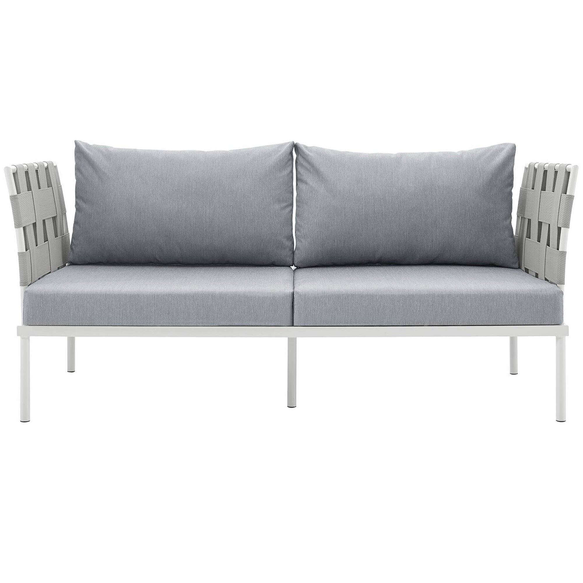 Alt View 1. Modway - Harmony Outdoor Patio Aluminum Loveseat by Modway - White Gray.