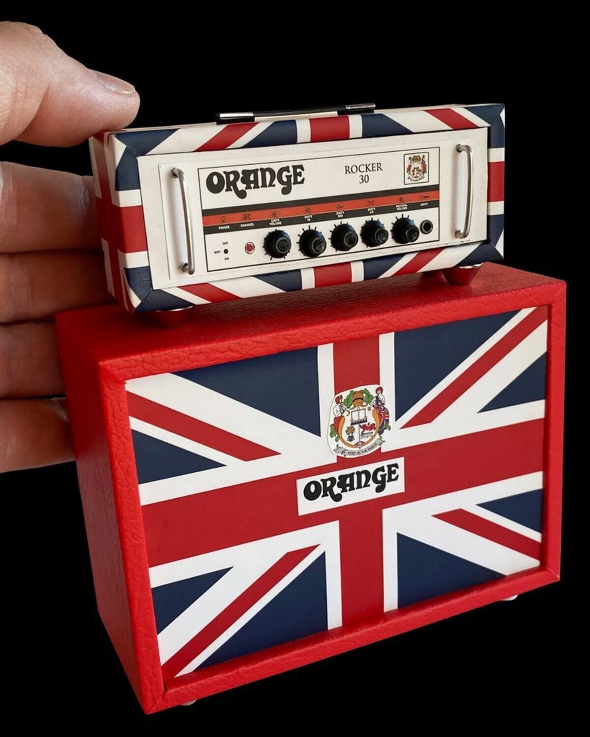 Axe Heaven -Orange ROCKER 30 Miniature UK Union Jack Stack Guitar Amplifier Replica Collectible - Collectibles