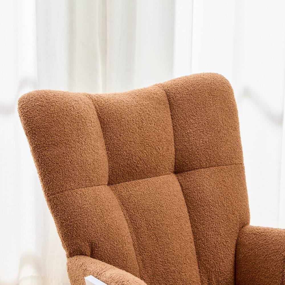 Alt View 10. Loheer - Loheer Teddy Fabric Glider Rocker with Ottoman Brown Nursery Rocking Chair Solid Wood Base - Brown.