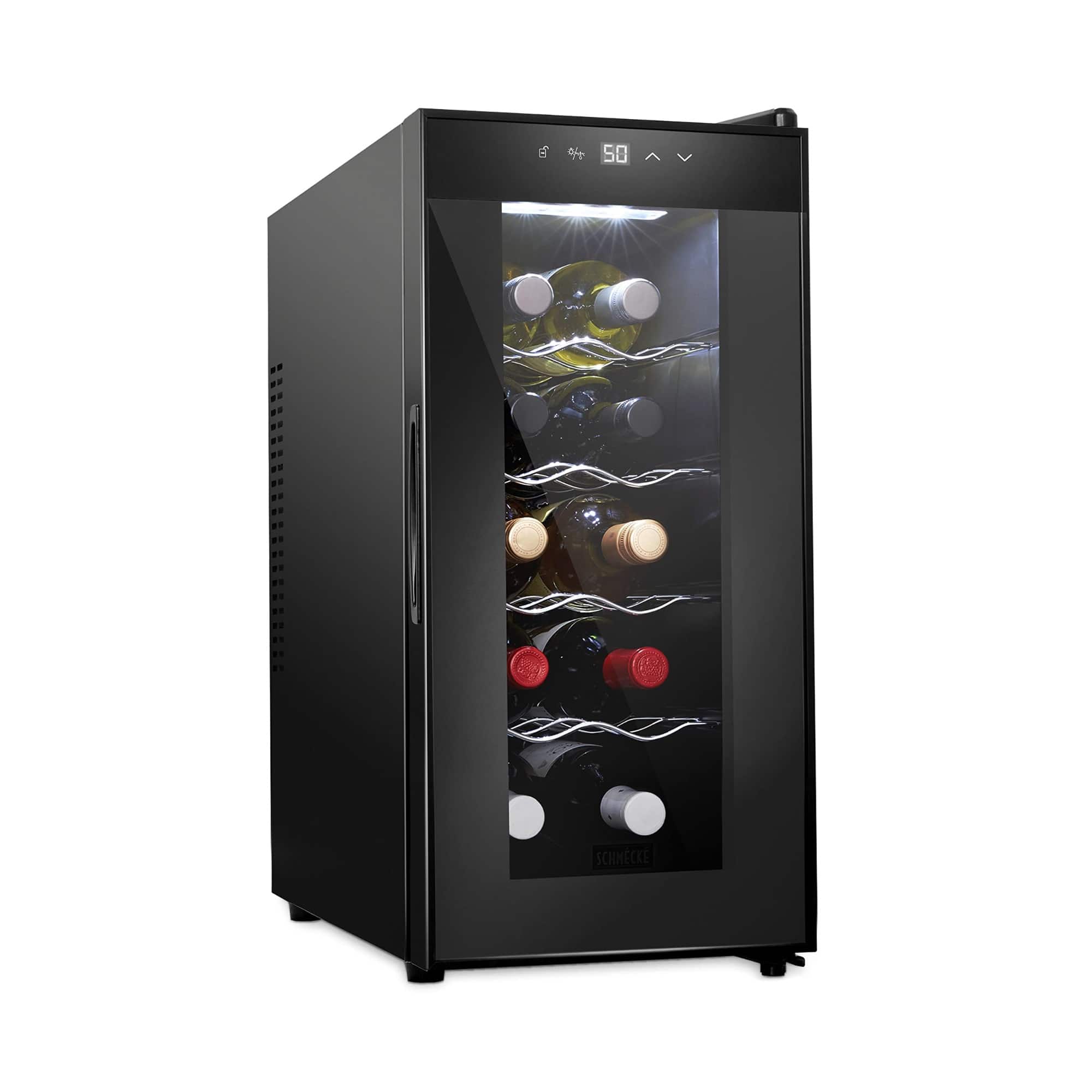 Schmecke - 10 Bottle Thermoelectric Wine Cooler, Quiet Freestanding Wine Fridge - Black