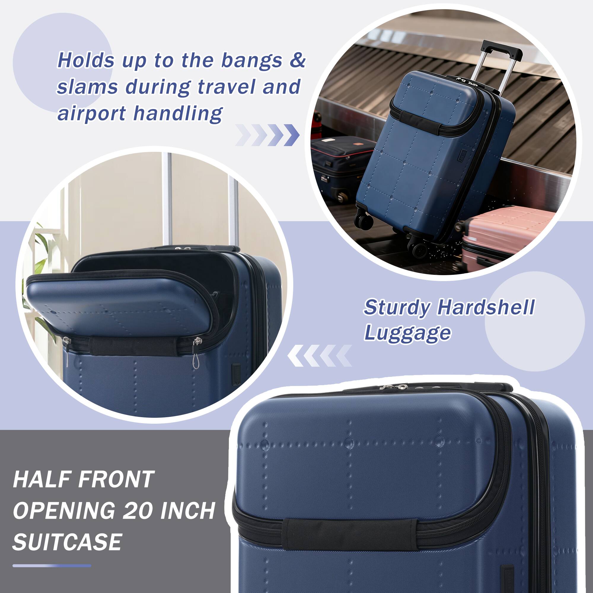 Holds up to the bangs & slams during travel and airport handling

Sturdy Hardshell Luggage

HALF FRONT OPENING 20 INCH SUITCASE