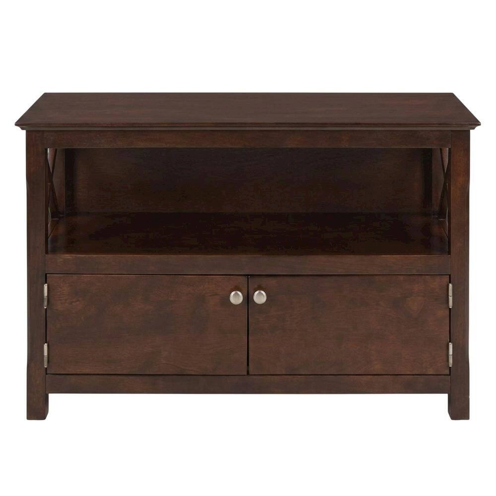 Angle. FurniFact - Black TV Stand with Spacious Storage and Modern Design - Cappuccino.