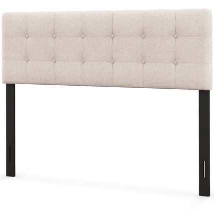 Front. SlickBlue - Soft Linen Headboard with Durable Rubber Wood Frame - Beige.