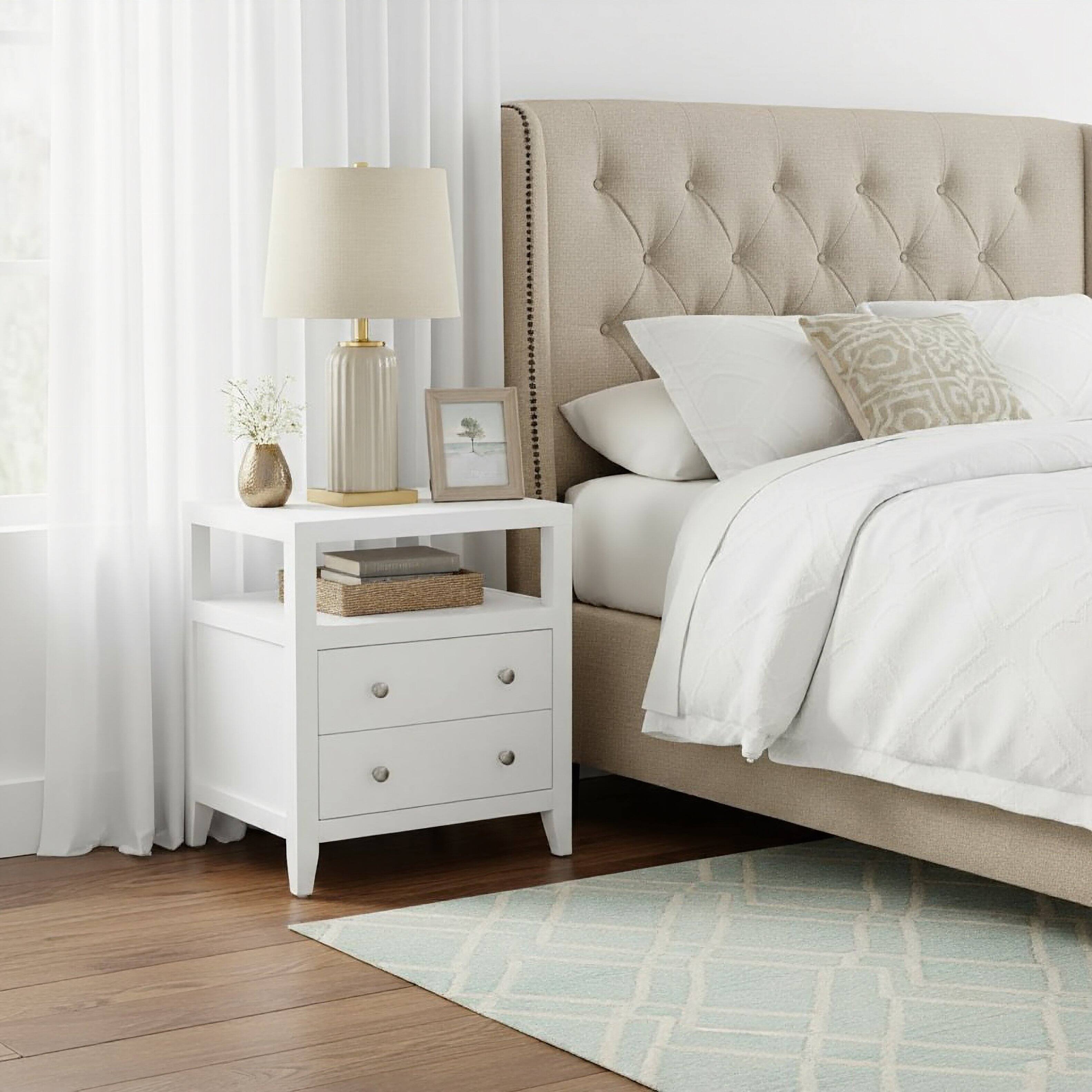 Alt View 8. Butler Specialty - Dana 21 in. W Rectangular Wood 2 Drawer Narrow Nightstand with Top Open Shelf - White.