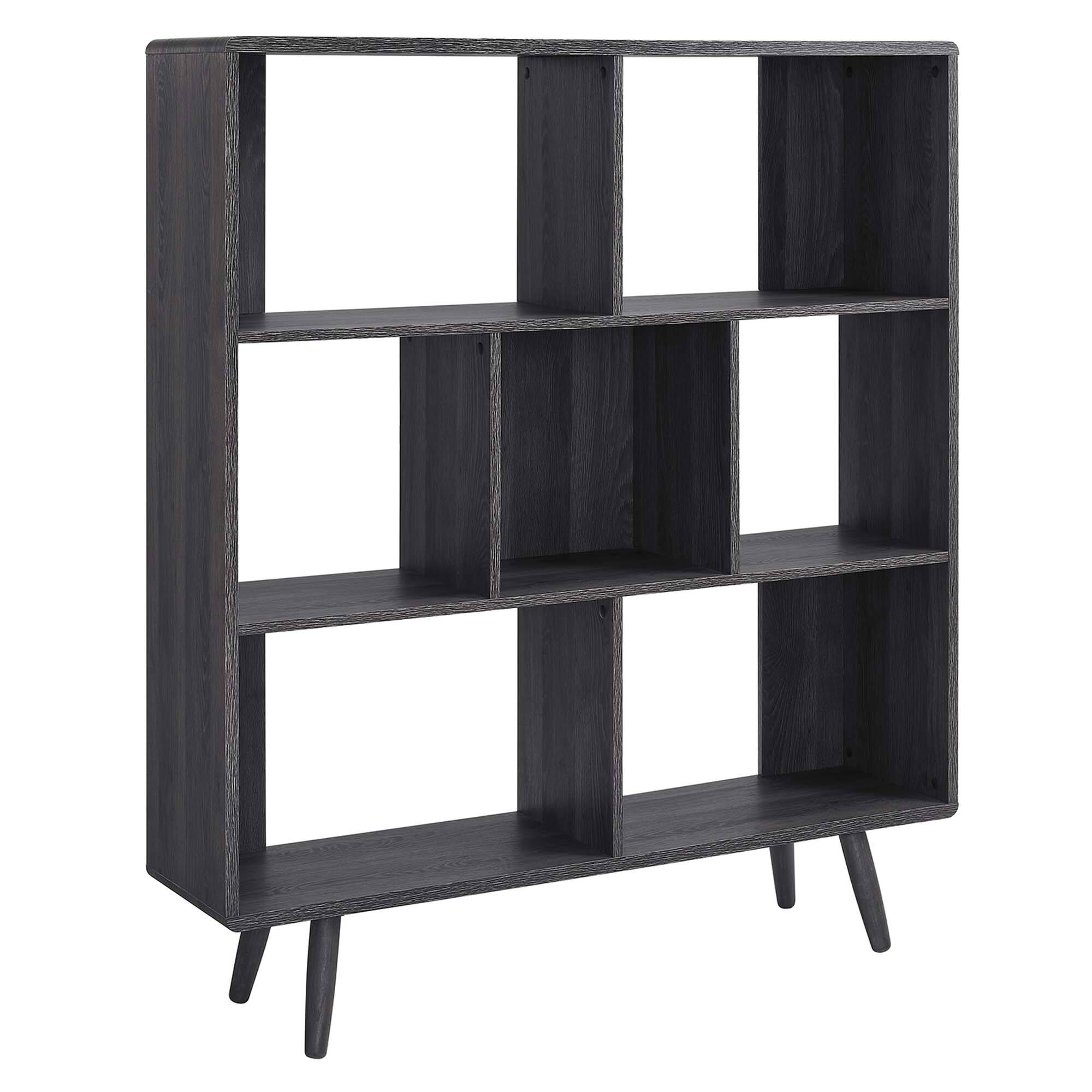 Angle. Modway - Transmit 7 Shelf Wood Grain Bookcase by Modway - Charcoal.