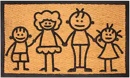 Amber Sporting Goods - Family First Coir & Rubber Welcome Doormat – Anti-Skid, All-Weather, 30x18", Indoor/Outdoor - Brown