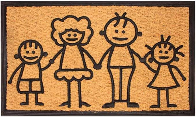 Front. Amber Sporting Goods - Family First Coir & Rubber Welcome Doormat – Anti-Skid, All-Weather, 30x18", Indoor/Outdoor - Brown.