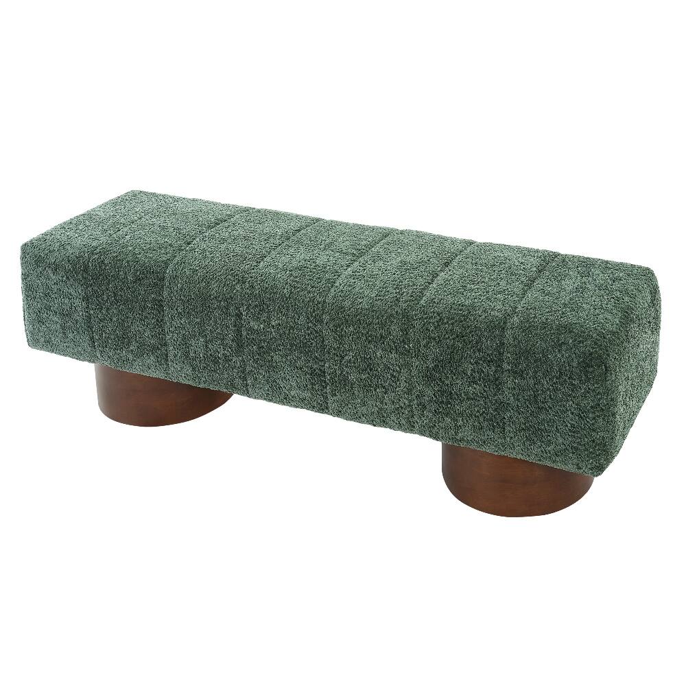 Alt View 4. Ropilly - Ropilly Green Boucle Upholstered Dining Bench Modern Accent Indoor Seating Channel Tufted Wood Frame - Green.