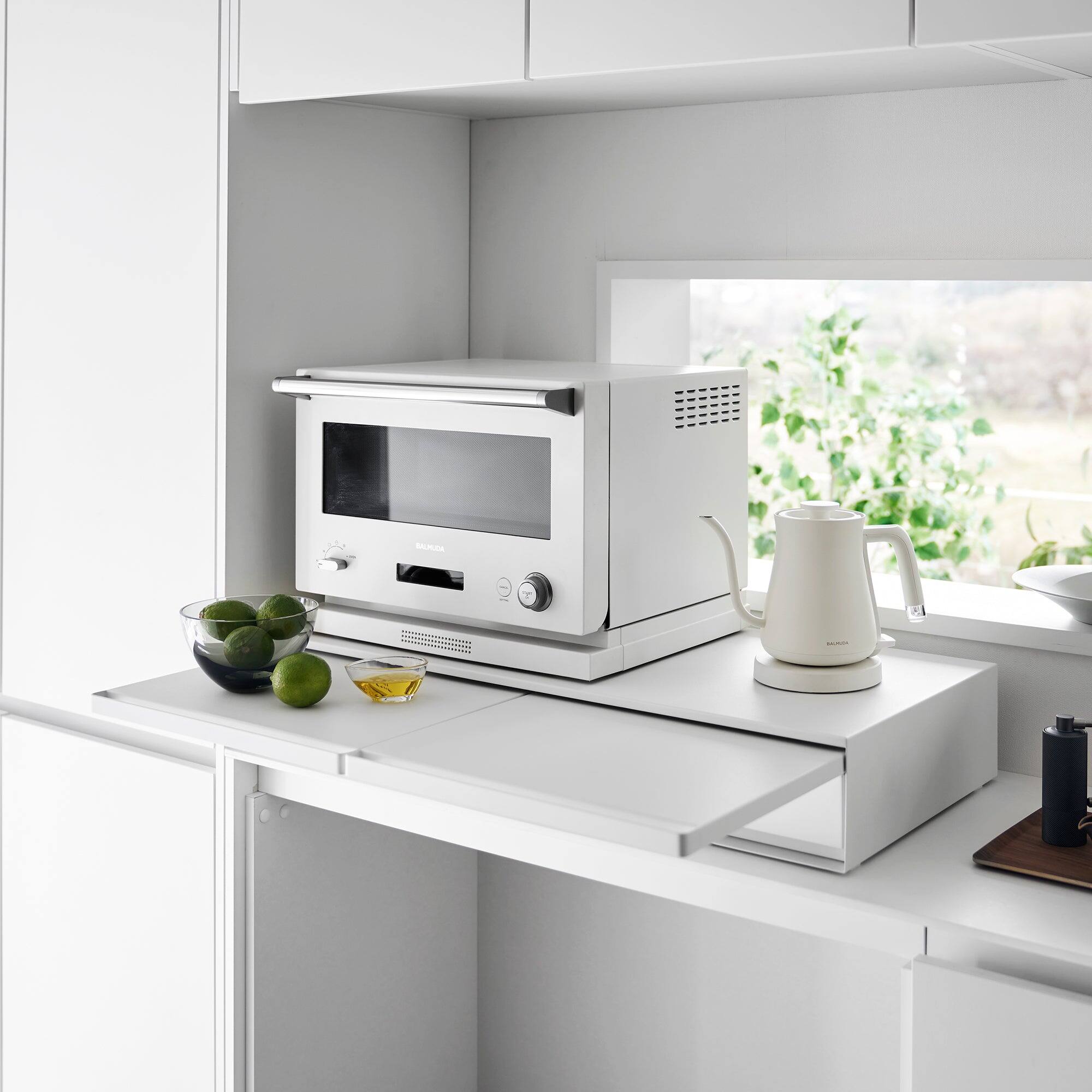 Alt View 3. Yamazaki Home - Countertop Drawer with Pull-Out Shelf - Wide - Steel - White.