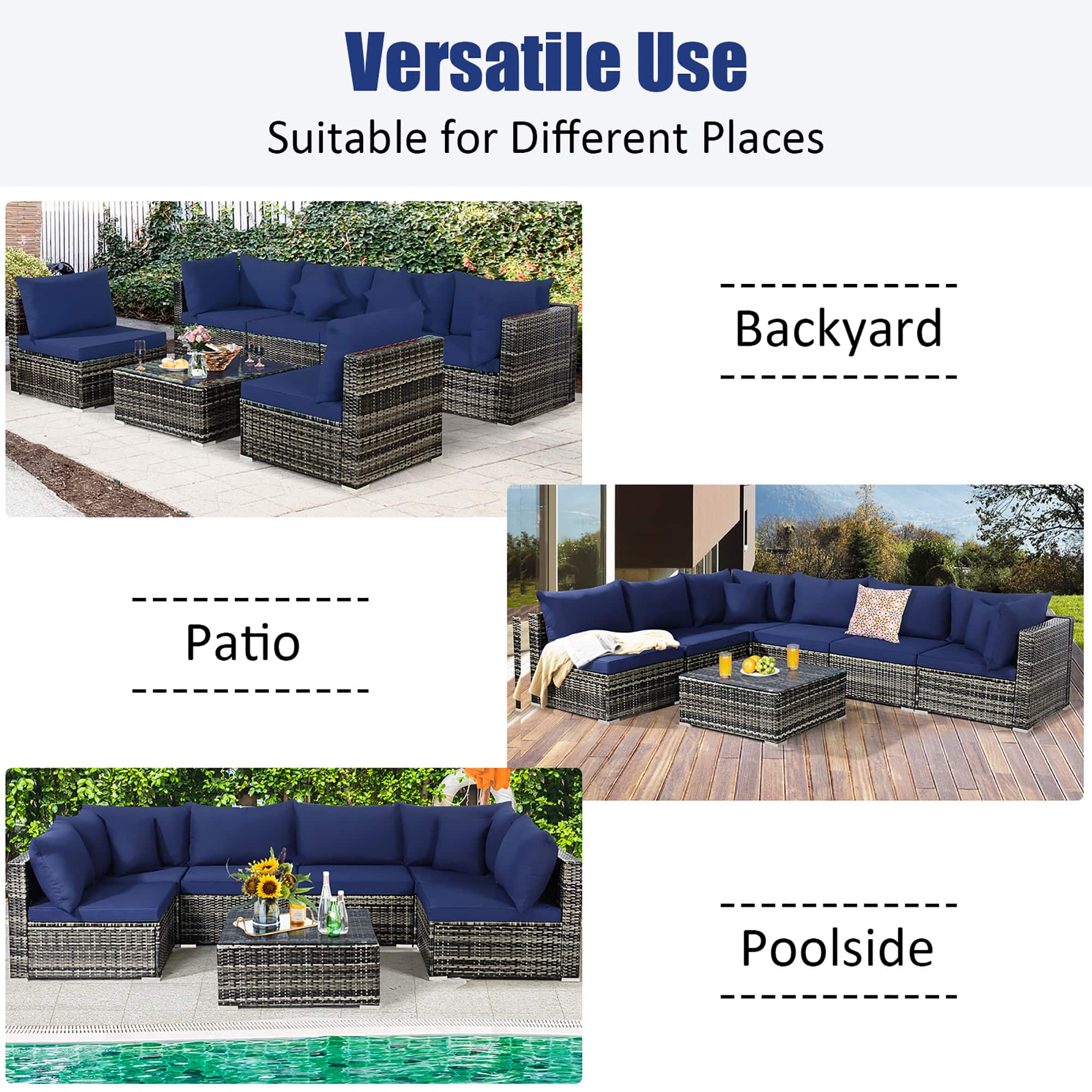 Versatile Use Suitable for Different Places: Backyard, Patio, Poolside