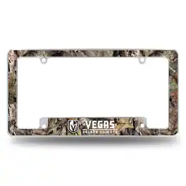 Rico Industries - Las Vegas Golden Knights Chrome Metal License Plate Frame with Mossy Oak Camouflaged Camo Design - Multi