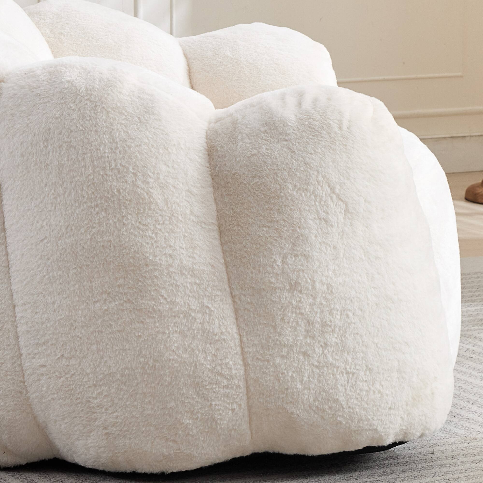 Alt View 2. GOODSILO - Lotus Style Compression Sofa Bean Bag Chair with Pull Ring for Easy Mobility and No Assembly Required - White.