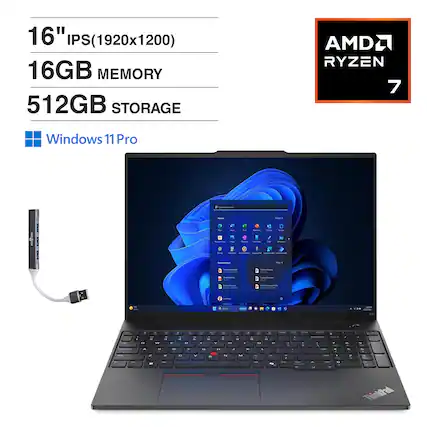 16" IPS(1920x1200)
16GB MEMORY
512GB STORAGE
AMD RYZEN 7
Windows 11 Pro