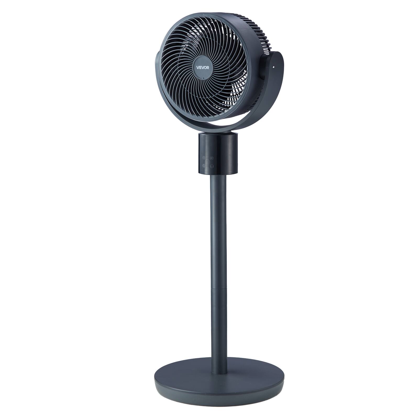 Alt View 5. VEVOR - 7-Inch Pedestal Fan, Oscillating Standing Floor Fan with DC Motor, Remote Control, 12 Speeds & 3 Modes, 15H Timer - Blue & Gray.