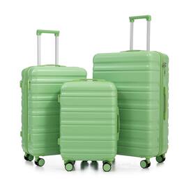 Z-Edge - 3-Piece ABS Hardside Luggage Set (20" Carry-On, 24", 28"), Spinner Suitcases with Wheels, Combination Lock - Green