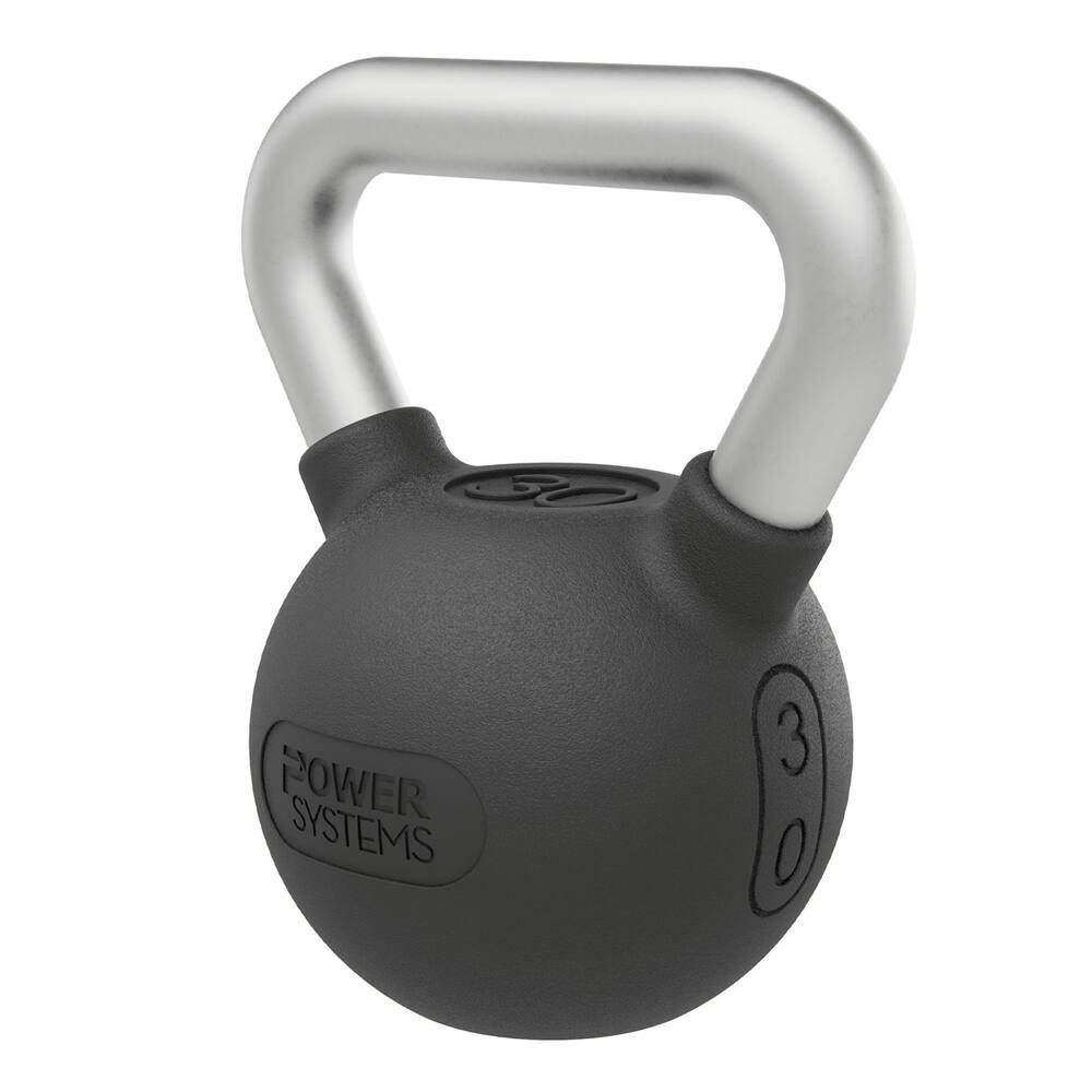 Power Systems - Elite Rubber Kettlebell (30 lb), Premium Rubber Coated Kettlebell for Strength Training - Black