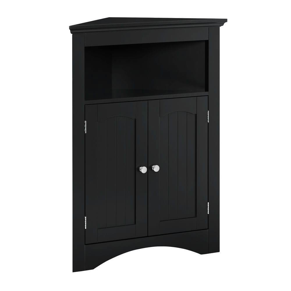 Alt View 4. Kadyn - Corner cabinet with Doors and Shelves, Free Standing Storage Cabinet for Kitchen, Living Room, Bathroom, Black - Black.