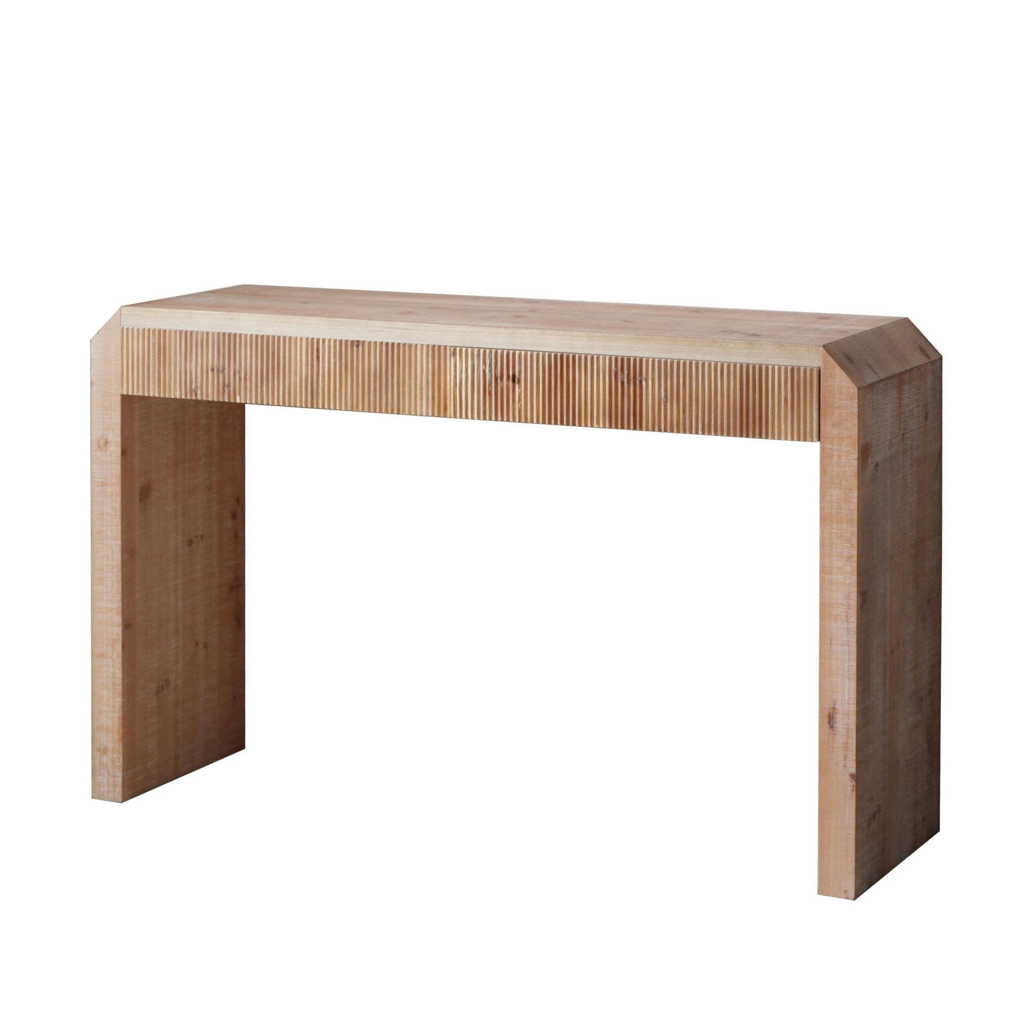 Alt View 2. GOODSILO - Rustic Wooden Console Table with Drawer - Minimalist Design and Natural Finish Furniture - Natural Wood.