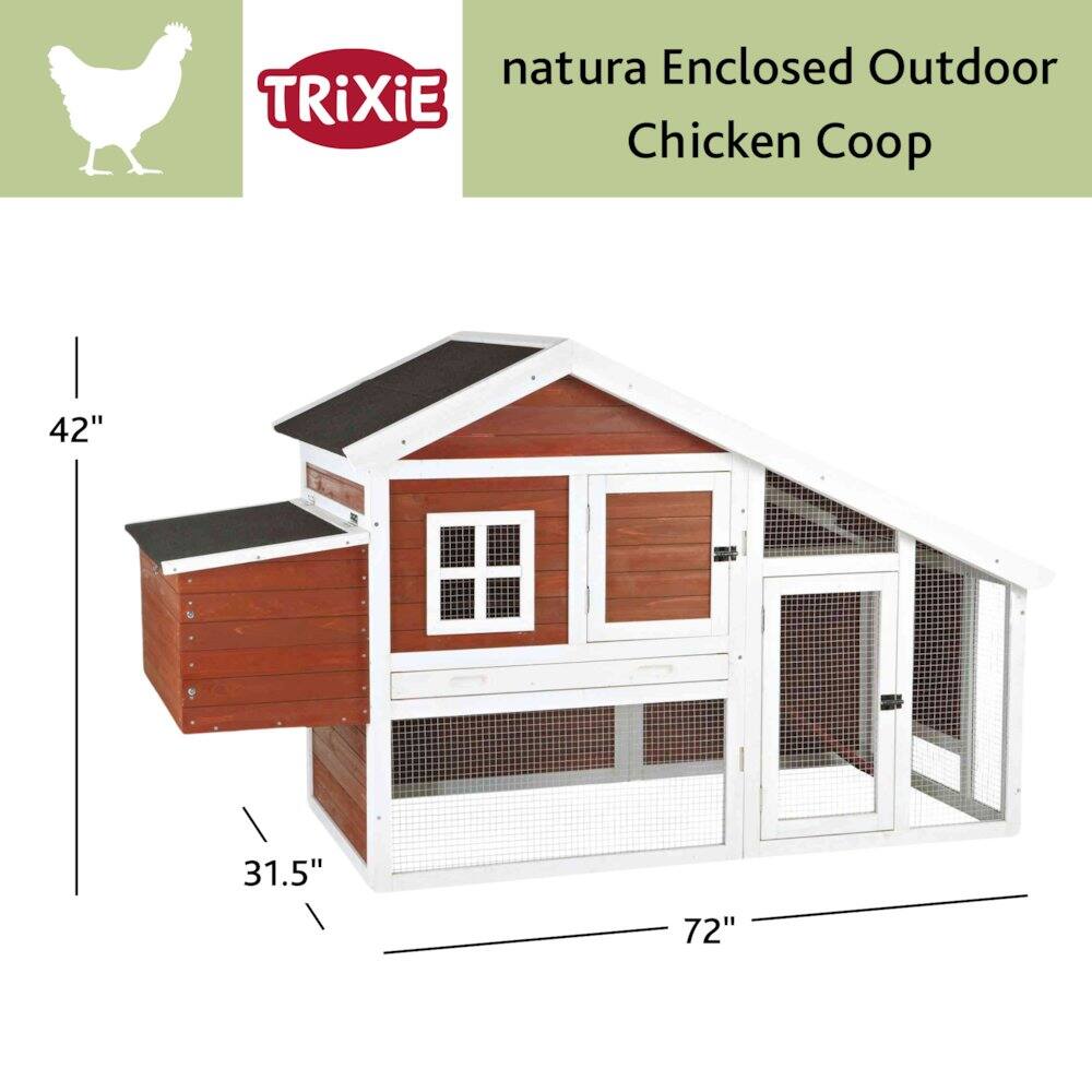 natura Enclosed Outdoor TRiXiE Chicken Coop  
42" x 31.5" x 72"