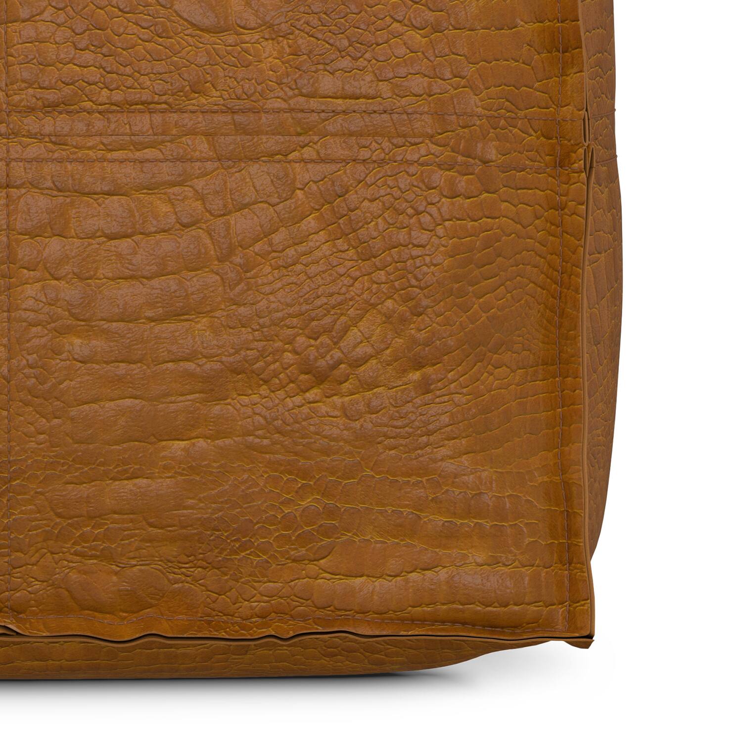 Alt View 5. Simpli Home - Brody 18 inch Wide Boho Square Pouf in Tan Genuine Leather - Tan.