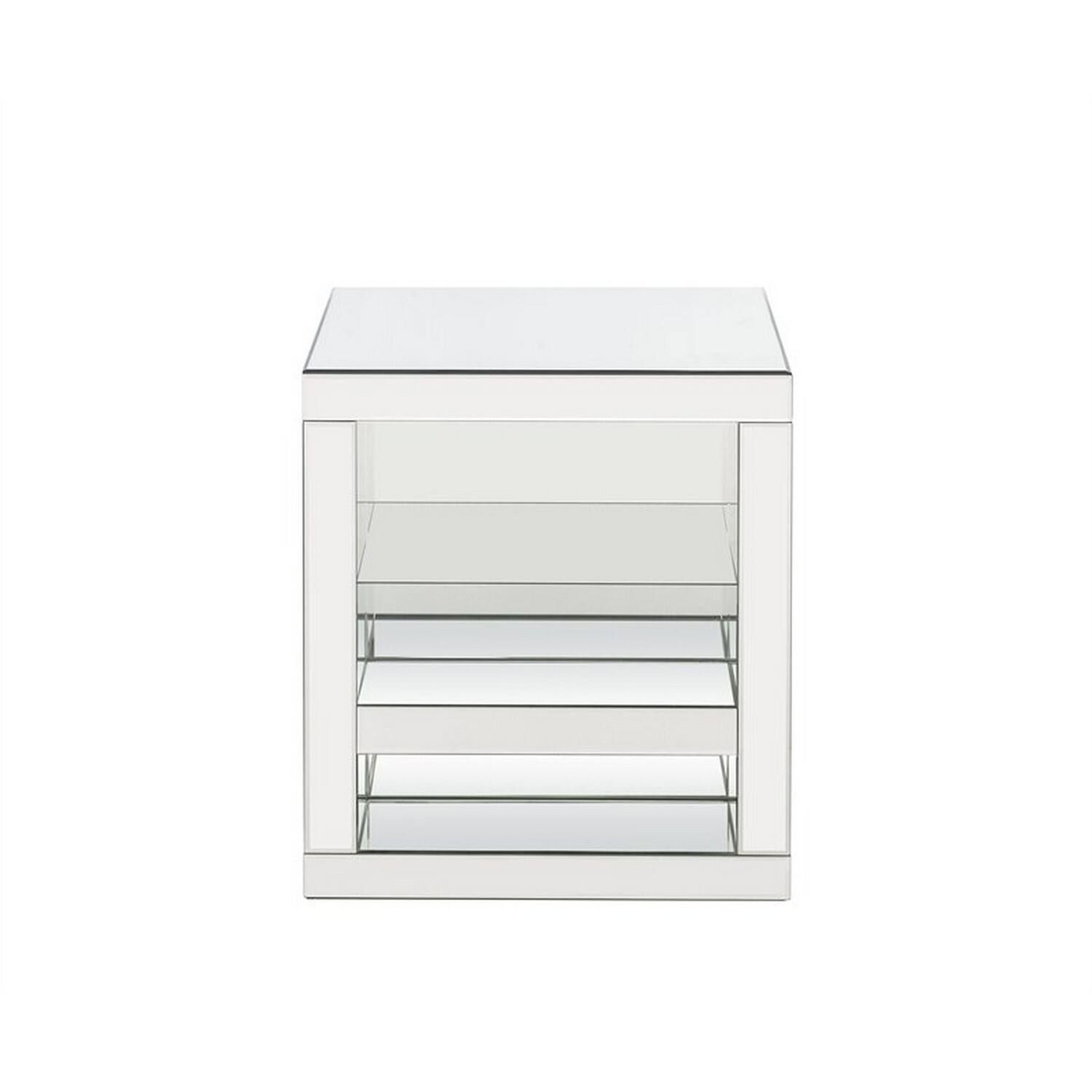 Alt View 1. Manhattan Lane - Accent Table with Mirrored Panels and C Shape - Silver.