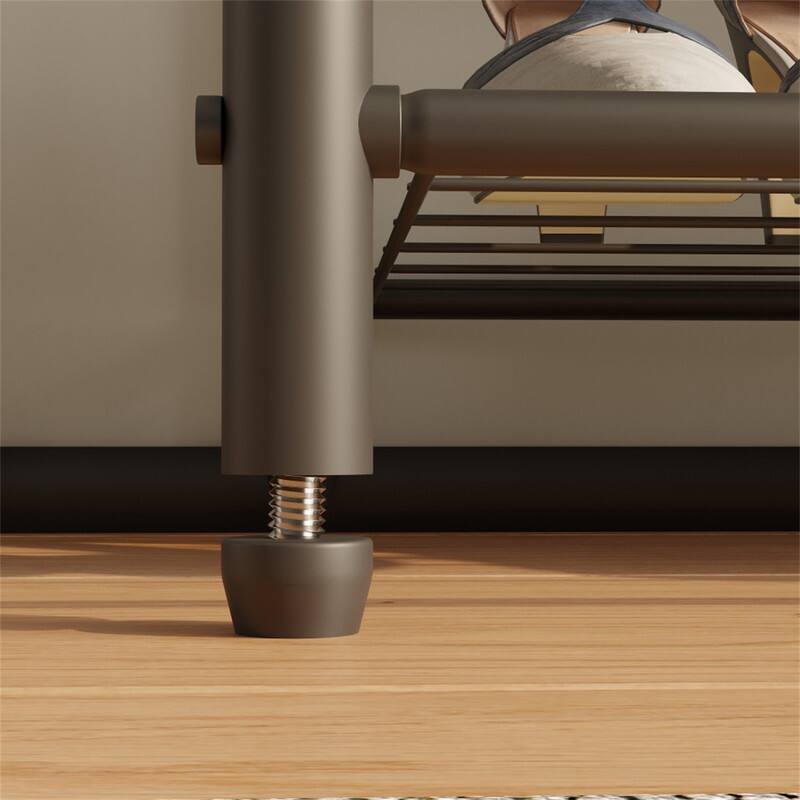 Alt View 4. ALEXOUN - Multi- Heavy-Duty Rolling Garment Rack - 3 Tiers, Adjustable Wire Shelving,Clothes Rack with 2 Rods & Hooks for Clothing - Brown.