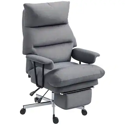 Front. Homcom - Office Chair with Lumbar Support, Footrest - Gray.