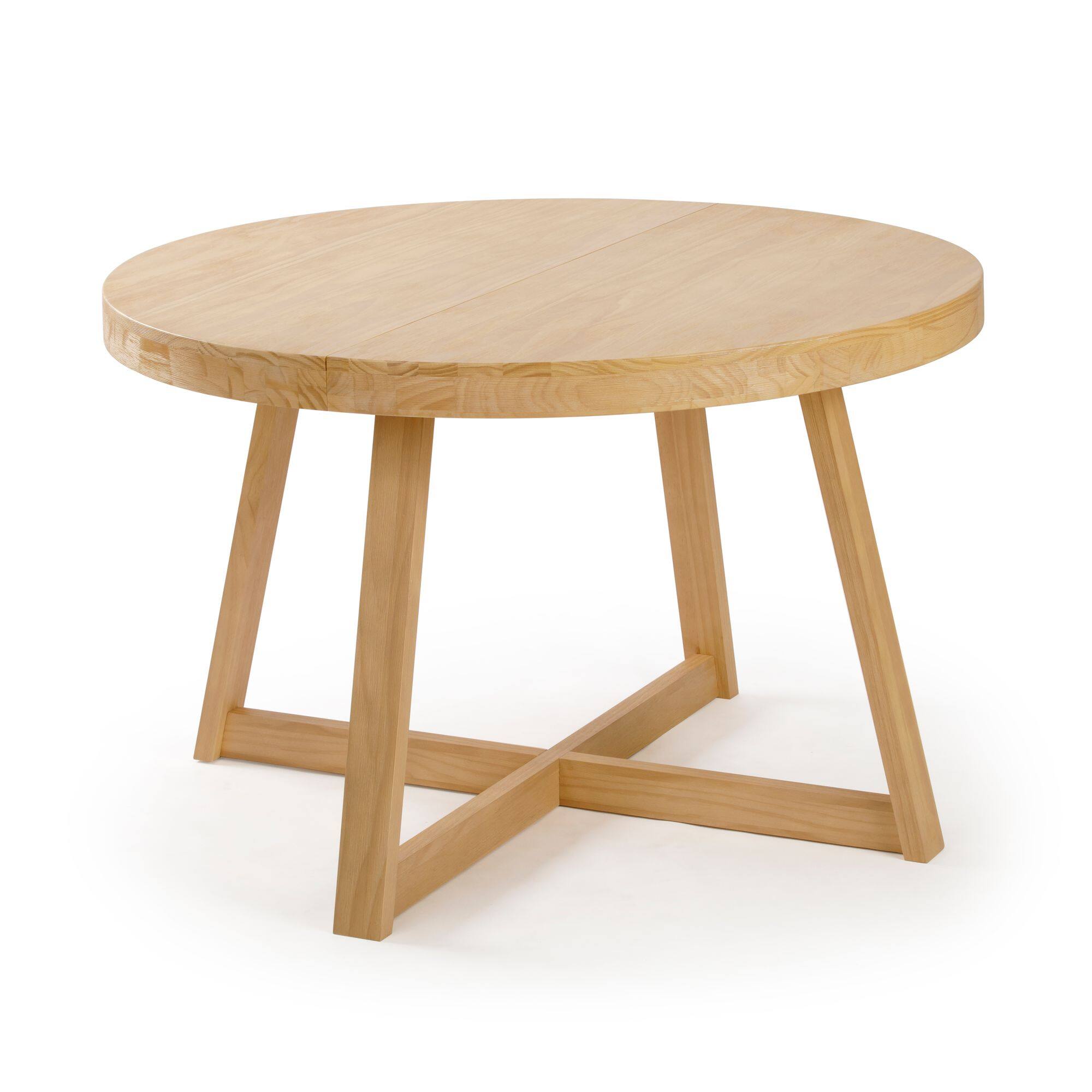 Alt View 2. Plank+Beam - Classic Round Dining Table (47in / 1194mm), Blonde Wirebrush - Blonde Wirebrush.
