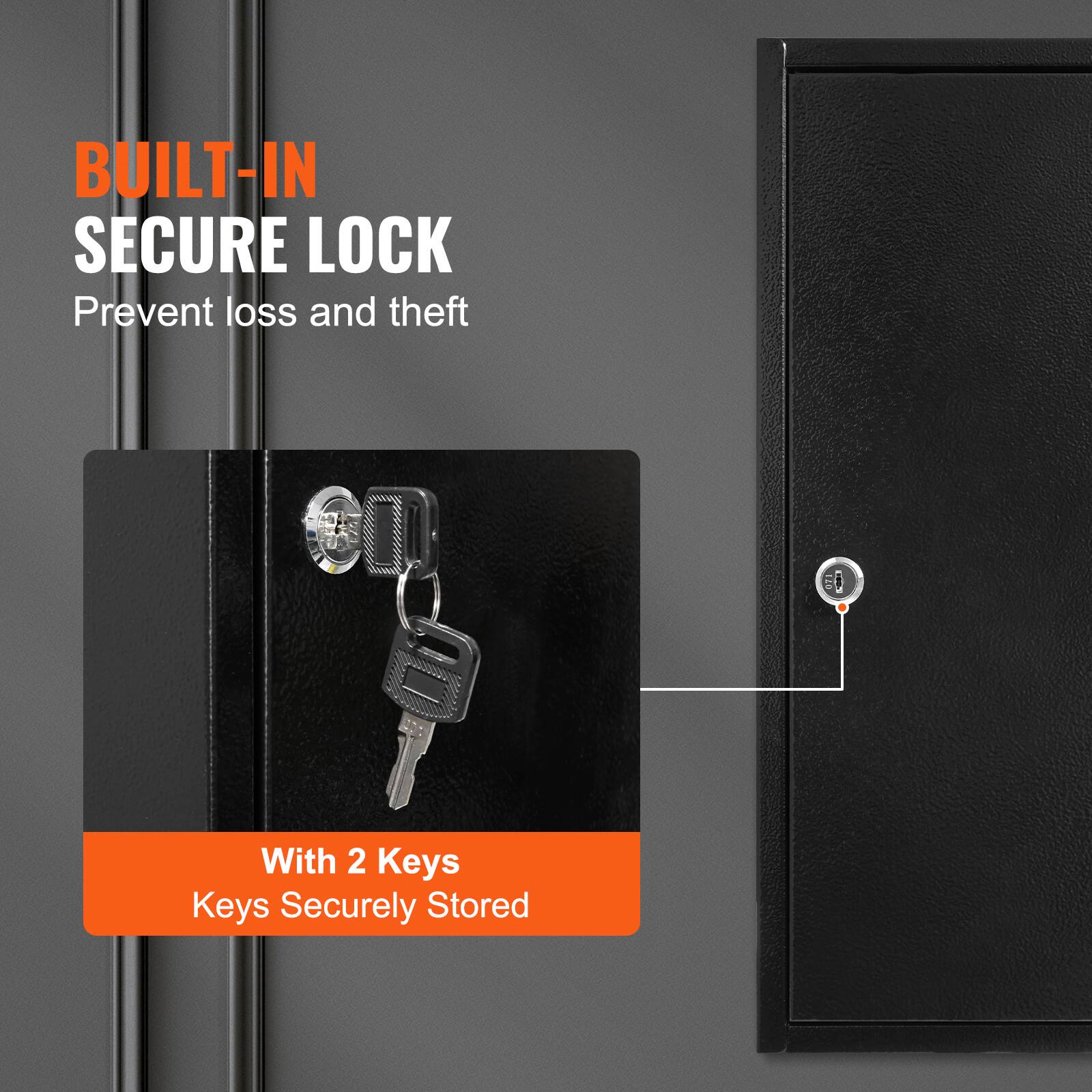 BUILT-IN SECURE LOCK  
Prevent loss and theft  

With 2 Keys  
Keys Securely Stored