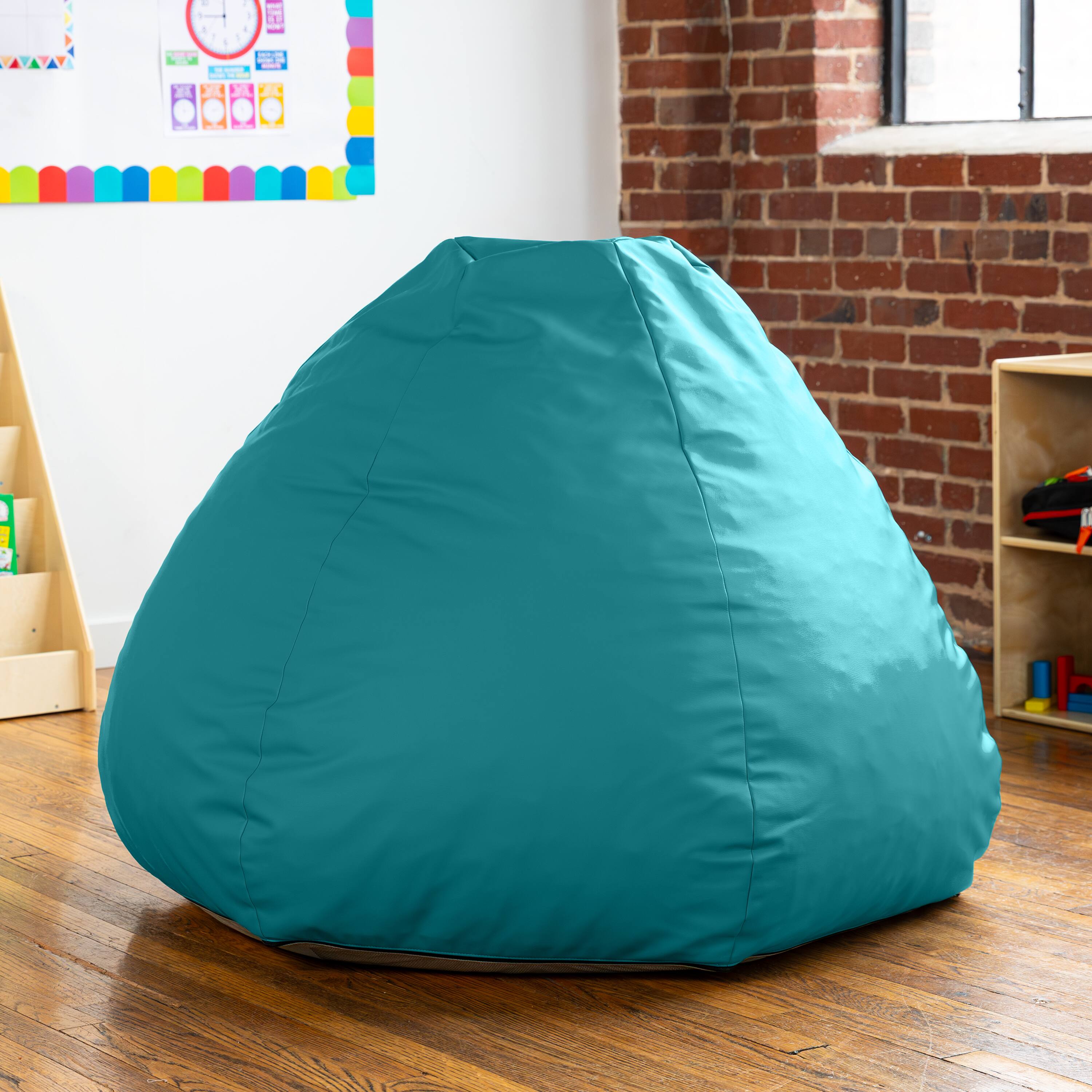Alt View 2. Jaxx - Jaxx Gumdrop Commercial Grade Bean Bag for Educational Environments, Large Size - Premium Vinyl - Turquoise - Turquoise.