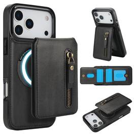 Dteck - for Apple iPhone 17 Pro Max Detachable Wallet Case,2 in 1 PU Leather Shockproof Cover with Zipper Card Holder & Stand - Black