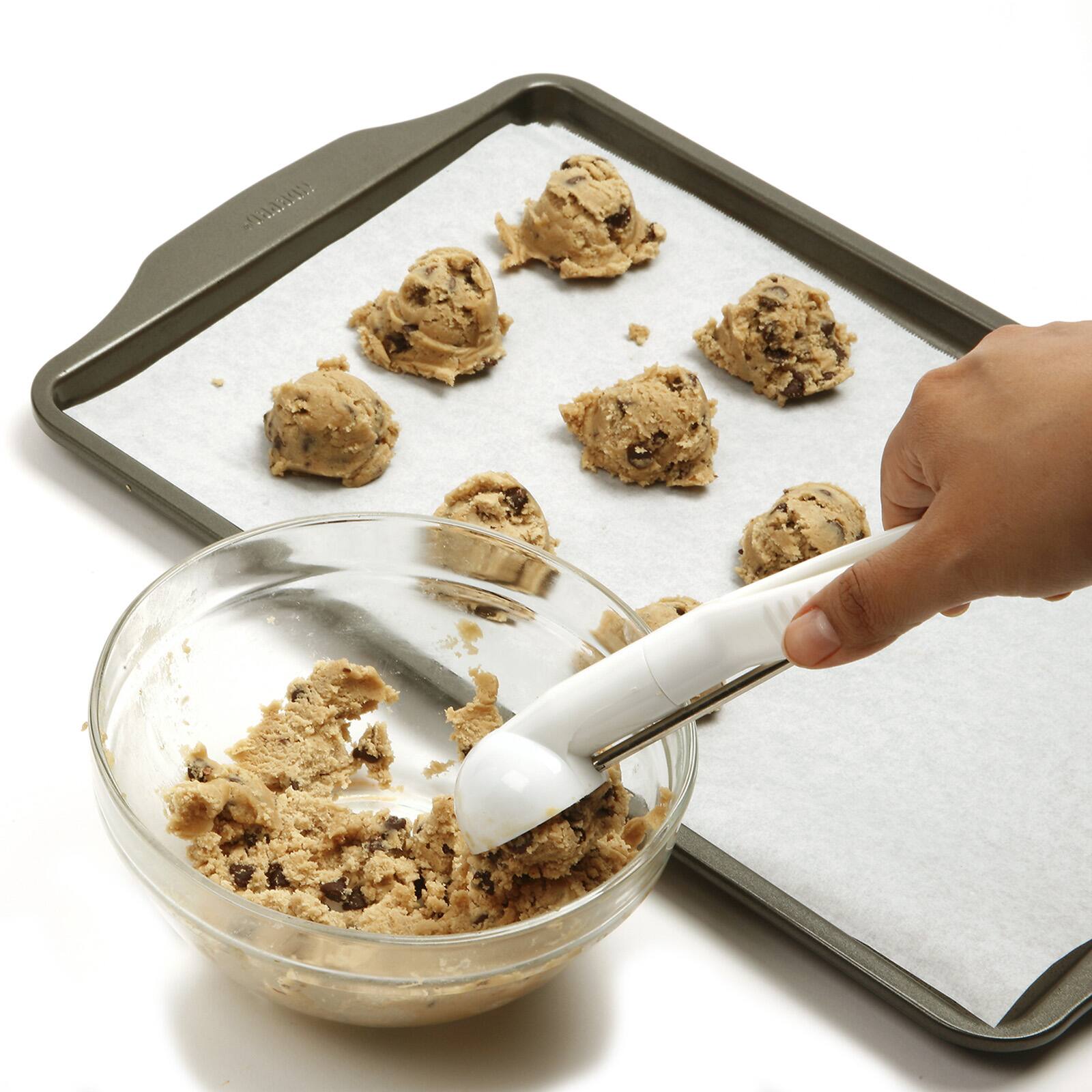 Alt View 2. Norpro - Ice Cream and Cookie Scoop – White Handle, Spring Action Release - White.