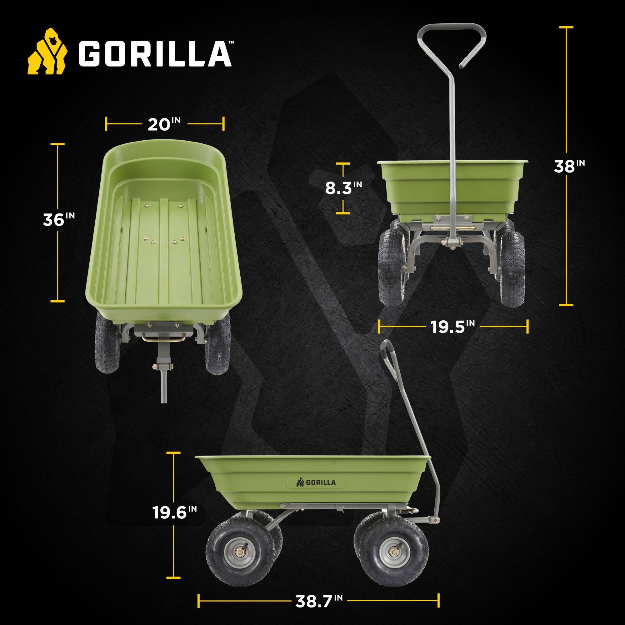 GORILLA 20IN T 8.3IN 36IN 19.5IN GORILLA 19.6IN 38.7IN